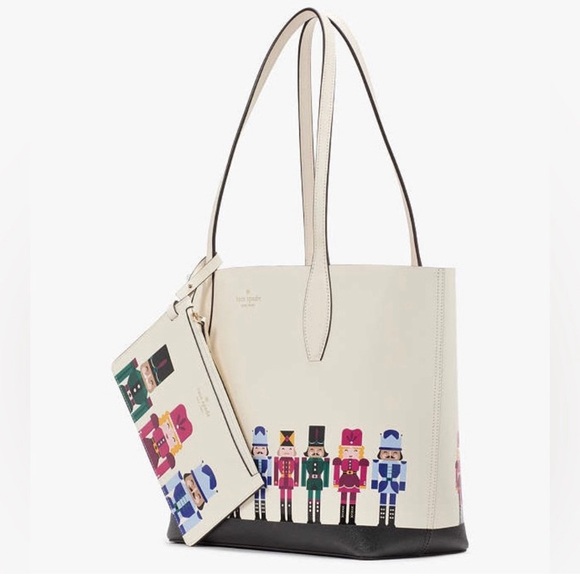 ♠️💕🎄Kate Spade Oh What Fun Nutcracker Leather Tote with Holiday Wristlet 🎁 - Picture 2 of 8